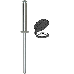 RIVET ÉPANOUI Ø 4 X 26 mm AVEC CHAPO® NOIR (NON ASSEMBLÉ) POUR PLAQUE D'IMMATRICULATION