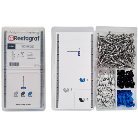 MINI-COFFRET D'ASSORTIMENT DE RIVETS ÉPANOUIS ET CHAPO® Ø 4 X 16 mm