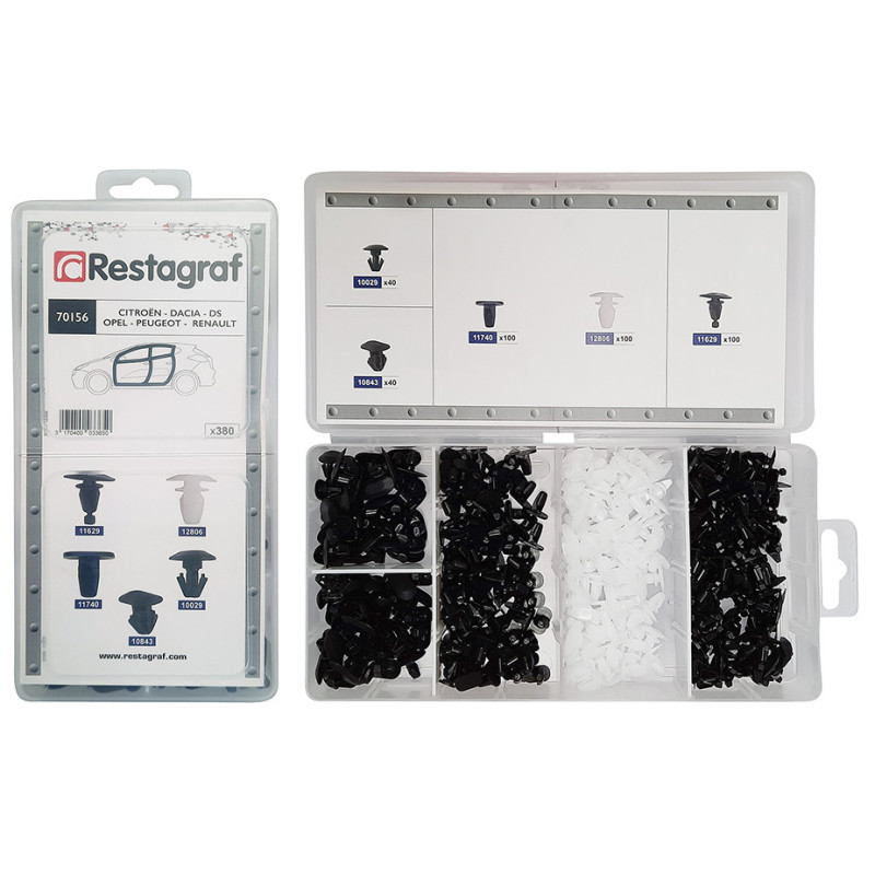 MINI-COFFRET D'ASSORTIMENT D'AGRAFES DE JOINTS TYPE CITROËN DACIA DS OPEL PEUGEOT RENAULT VAUXHALL