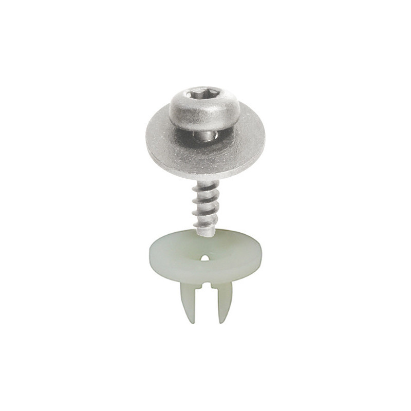SET OF PAN HEAD WASHER SCREWS Ø  5 X 20 mm WHIT PLASTIC NUTS FOR ENGINE UNDERCOVER MUDGUARD