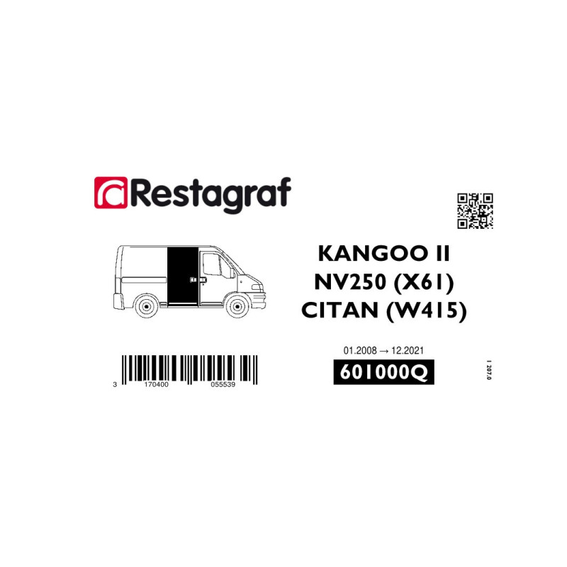 Bevestigingsset voor schuifdeuren KANGOO II VAN 01.2008 → 03.2022/ NV250 VAN 12.2019→ 12.2021 / CITAN W415 VAN 02.2013 → 12.2021