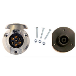 7 PIN ALUMINIUM TRAILER SOCKET (ISO 1724) WITH MOUNTING HARDWARE AND BASE