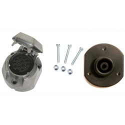 13 PIN ALUMINIUM TRAILER SOCKET (ISO 11446) WITH MOUNTING HARDWARE AND BASE