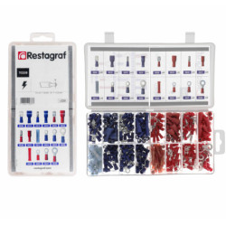 SORTIMENTSKASTEN CRIMPVERBINDER 0,3 BIS 2.5 mm² VORISOLIERT ROT-BLAU