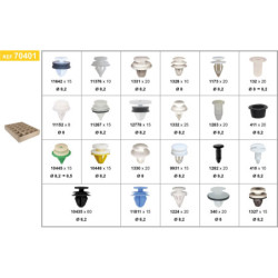 PLATEAU D'ASSORTIMENT D'AGRAFES DE PANNEAUX DE GARNITURE DE PORTE TYPE CITROËN-PEUGEOT-RENAULT