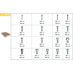 PLATEAU D'ASSORTIMENT DE VIS À MÉTAUX CHC CL8.8 ZN BLANC M5-0.80 → M10-1.50 DIN 912