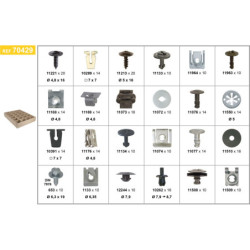PLATEAU D'ASSORTIMENT DE FIXATIONS CARÉNAGES SOUS MOTEUR TYPE AUDI-SEAT-SKODA-VOLKSWAGEN