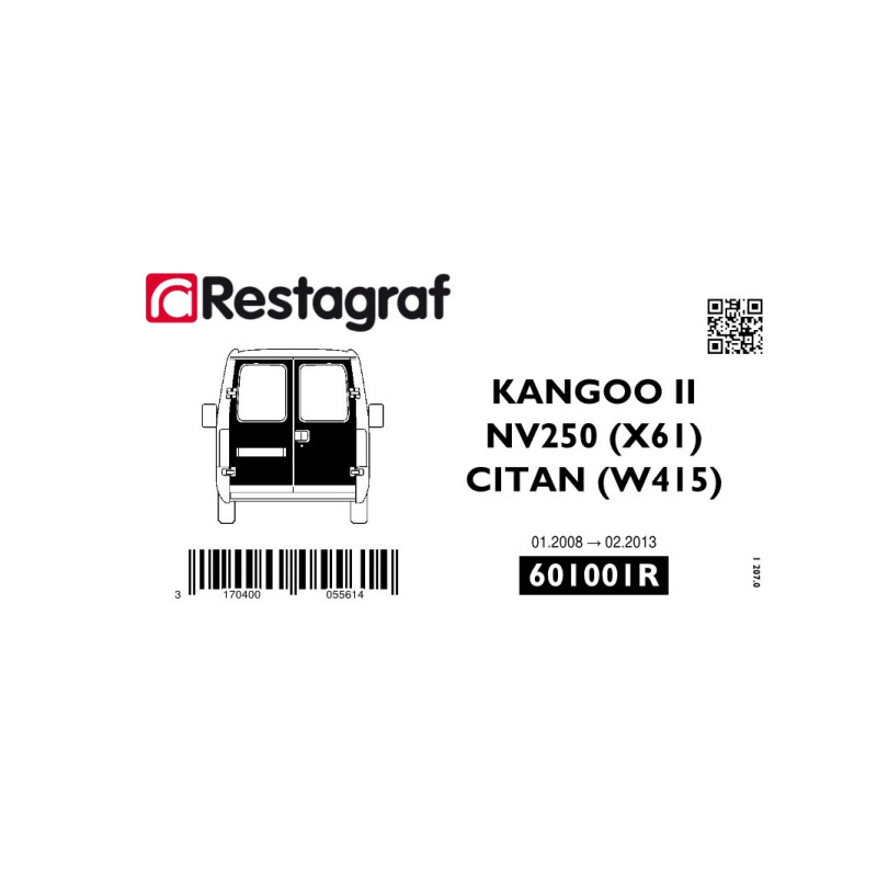 Befestigungssatz für hintertüren KANGOO II 01.2008 →03.2022/NV250 12.2019→ 12.2021/CITAN W415 02.2013→12.2021 (Alle versionen)