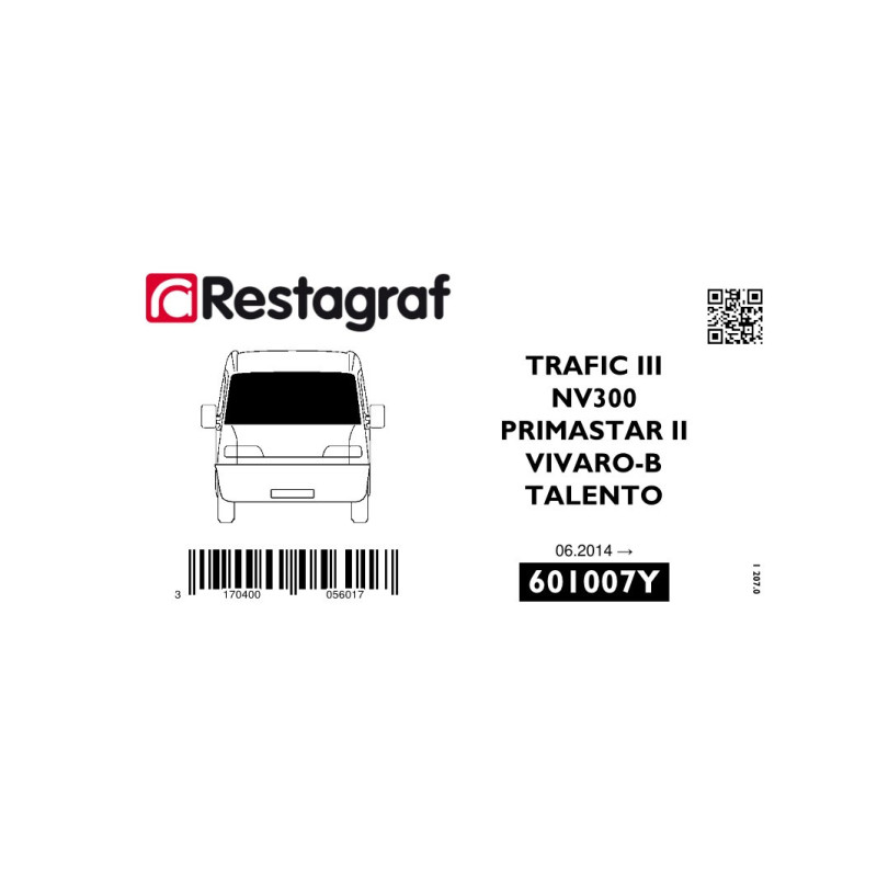Bevestigingsset voor voorruit TRAFIC III 06.2014 → /NV 300 09.2016 → /VIVARO B 09.2014 → 08.2019 /TALENTO 06.2016 → 02.2022