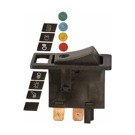 INTERRUPTEUR À BASCULE 18,3 X 36,3 mm 12V - 6A (4 BROCHES AVEC TÉMOINS 4 COULEURS)