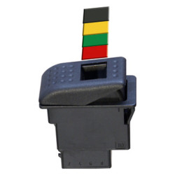 ROCKER SWITCH 29,1 X 44,1 mm 12/24V - 8/6A 4 PIN WITH 4 COLORS INDICATOR LIGHT
