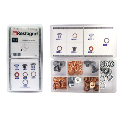 MINI-COFFRET D'ASSORTIMENT DE BOUCHONS ET JOINTS DE VIDANGE TYPE CITROËN-PEUGEOT