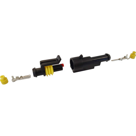1-PIN WATERDICHTE MANNELIJKE + VROUWELIJKE CONNECTOR MET 1.5 SERIE-TERMINALS (0,75 → 1,5 mm²) IN SET