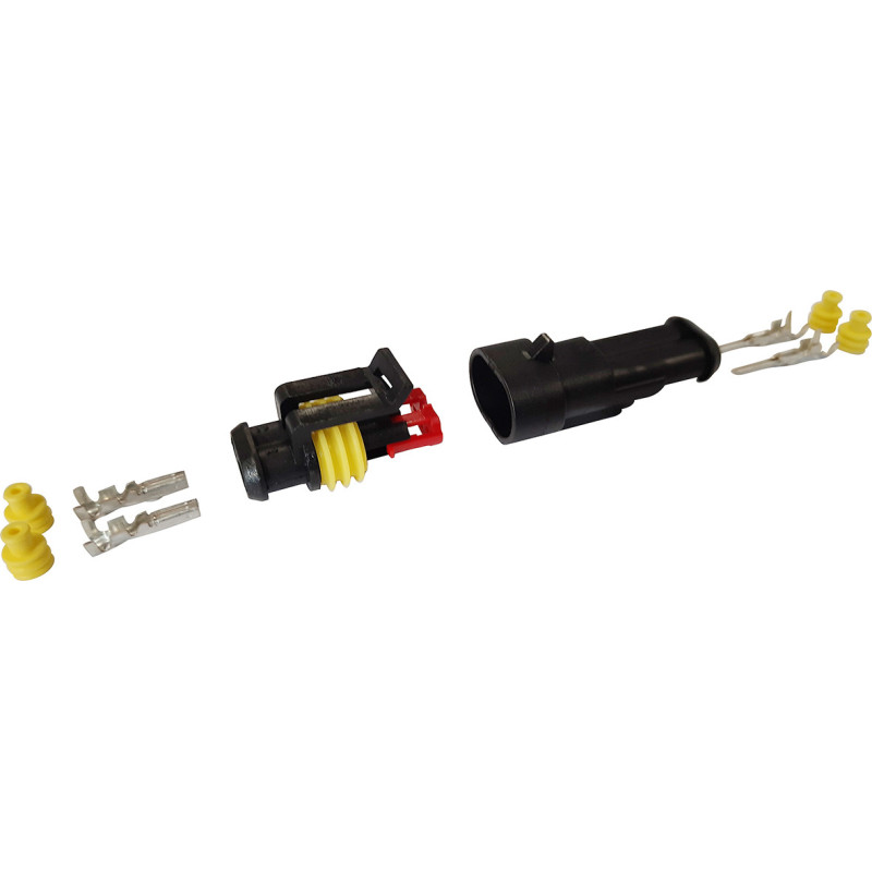 2-POSITION MALE + FEMALE WATERPROOF CONNECTOR WITH 1.5 SERIES TERMINALS (0,75 → 1,5 mm²) IN SET