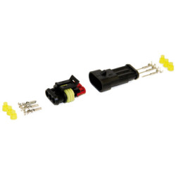 3-PIN WASSERDICHTER STECKVERBINDER (MÄNNLICH + WEIBLICH) MIT KONTAKTE 1.5-SERIEN (0,75 → 1,5 mm²) IM SET