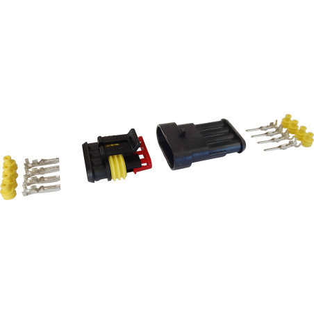 4-POSITION MALE + FEMALE WATERPROOF CONNECTOR WITH 1.5 SERIES TERMINALS (0,75 → 1,5 mm²) IN SET