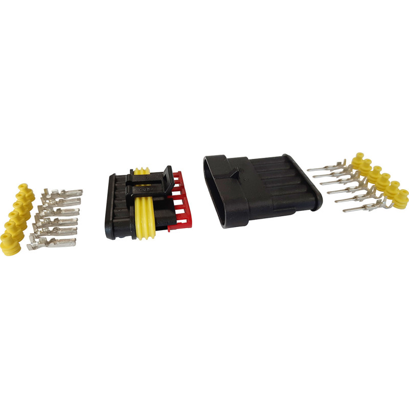 6-PIN WASSERDICHTER STECKVERBINDER (MÄNNLICH + WEIBLICH) MIT KONTAKTE 1.5-SERIEN (0,75 → 1,5 mm²) IM SET