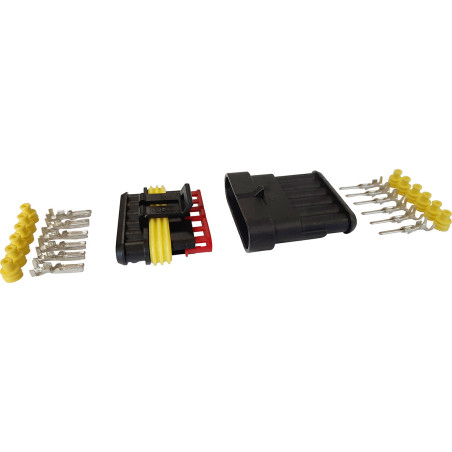 6-POSITION MALE + FEMALE WATERPROOF CONNECTOR WITH 1.5 SERIES TERMINALS (0,75 → 1,5 mm²) IN SET
