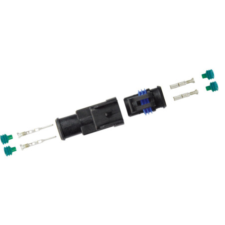 2-POSITION MALE + FEMALE WATERPROOF CONNECTOR WITH 2.8 SERIES TERMINALS (1 → 2,5 mm²) IN SET