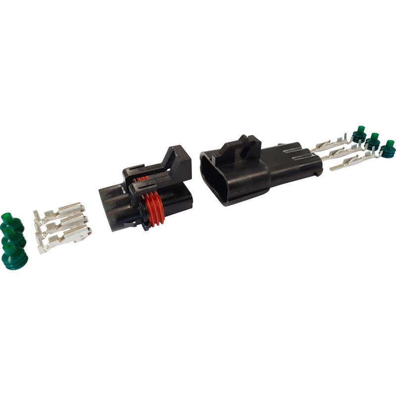 3-POSITION MALE + FEMALE WATERPROOF CONNECTOR WITH 2.8 SERIES TERMINALS (1 → 2,5 mm²) IN SET