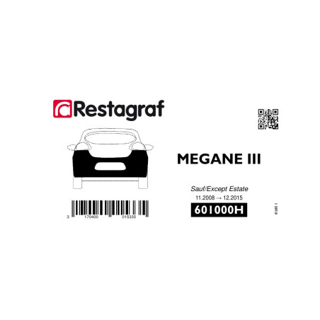 Fasteners kit for rear bumper MEGANE III Hatchback (Phase 1-2-3) 11.2008 → 12.2015