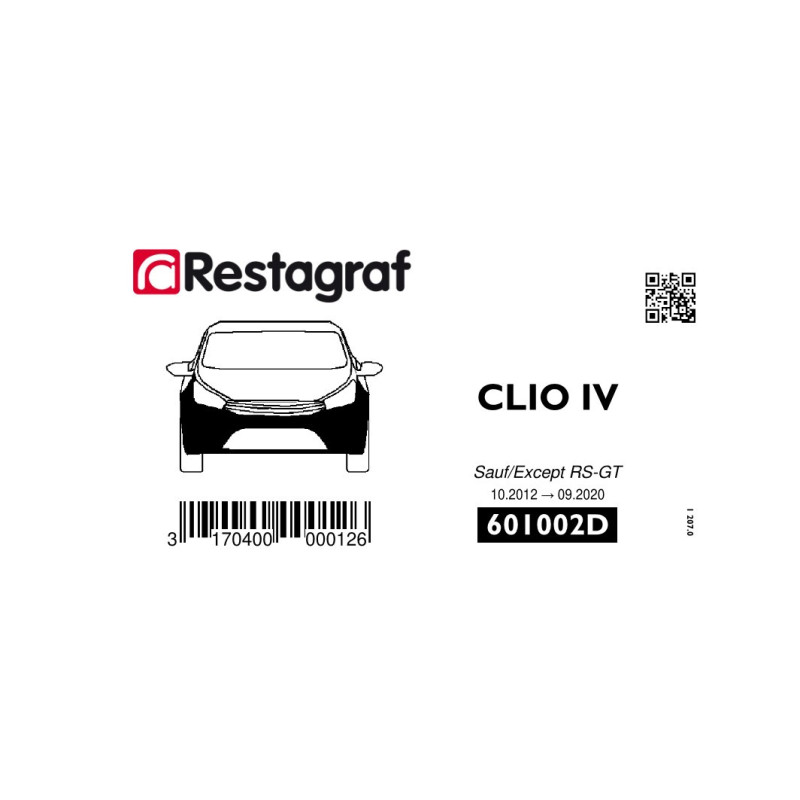 Kit de Fixations pour bouclier AV CLIO IV Berline / Estate (Phase 1-2) 10.2012 → 09.2020