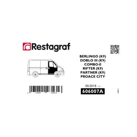 Bevestigingsset voor voordeuren BERLINGO / DOBLO III / COMBO-E / RIFTER / PARTNER / PROACE CITY (K9) 09.2018 →