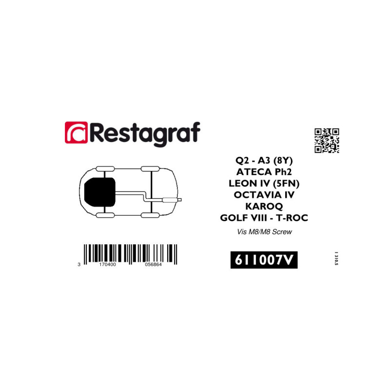 Bevestigingsset voor   motorverkleding (onder) A3 -Q2 / ATECA / LEON IV / KAROQ / OCTAVIA IV / GOLF VIII / T ROC