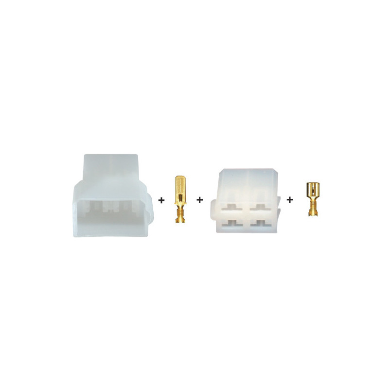 4-PIN MANNELIJKE + VROUWELIJKE CONNECTOR MET 6.35 SERIE-TERMINALS (1 → 2,5 mm²) IN SET
