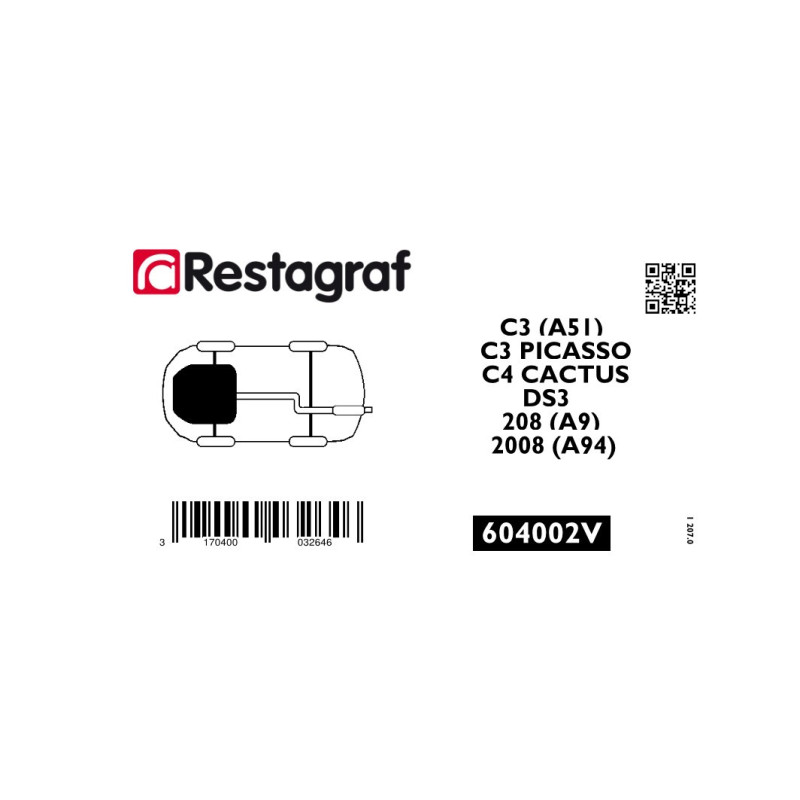 Fasteners kit for engine undercover mudguard C3 (A51) / C3 PICASSO / C4 CACTUS / DS3 / 208 (A9) / 2008 (A94)