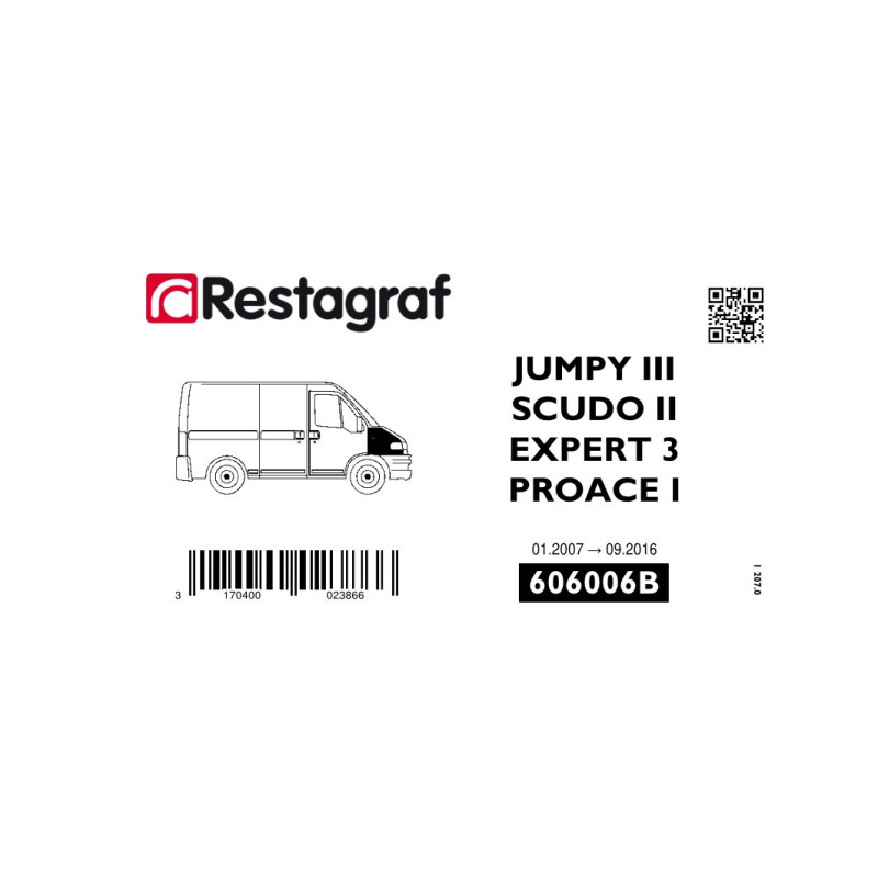 Bevestigingsset voor voorvleugel EXPERT 3 / JUMPY III / PROACE I / SCUDO II 01.2007 → 09.2016