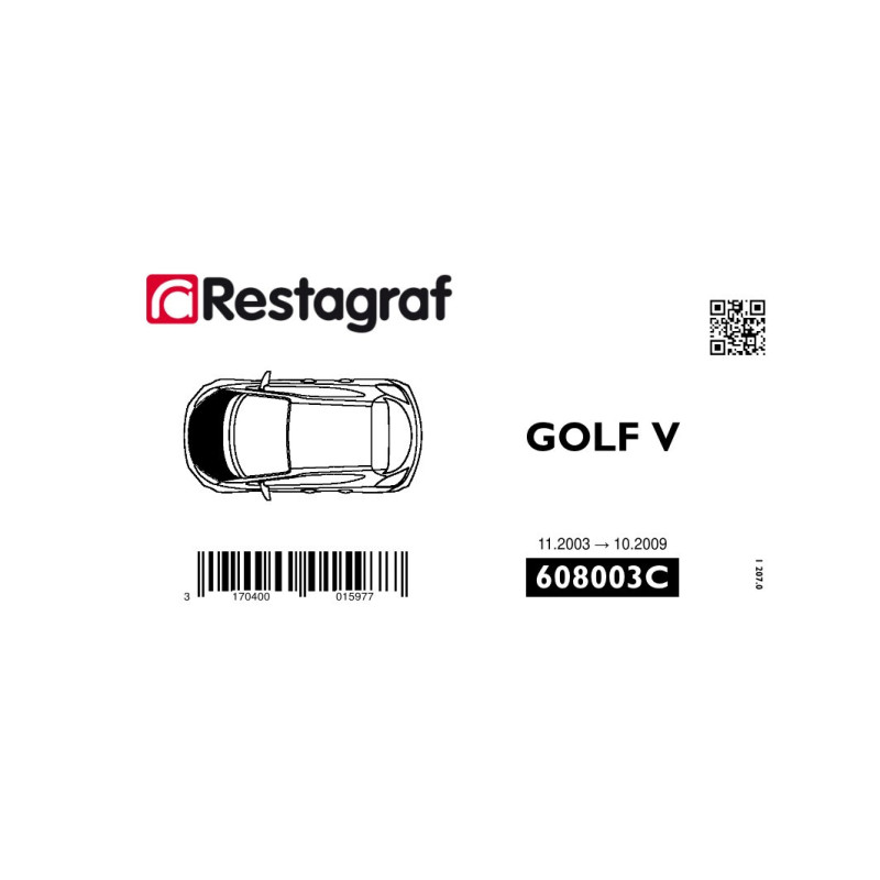 Fasteners kit for bonnet GOLF V All versions 11.2003 → 10.2008