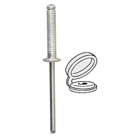 GERIBDE KLINKNAGEL   Ø 4 X 20 mm MET WITTE CHAPO® (ONGEMONTEERD) VOOR NUMMERPLAAT