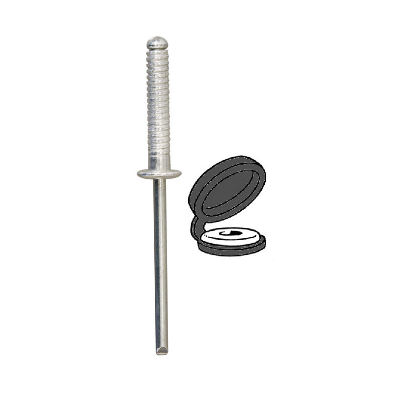 GERIBDE KLINKNAGEL  Ø 4 X 20 mm MET ZWARTE CHAPO® (ONGEMONTEERD) VOOR NUMMERPLAAT