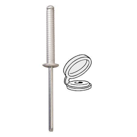 GERIBDE KLINKNAGEL  Ø 4 X 26 mm MET WITTE CHAPO® (ONGEMONTEERD) VOOR NUMMERPLAAT