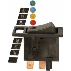 WIPSCHAKELAAR 18,3 X 36,3 mm 12 V - 6 A (4 PENNEN MET 4 GEKLEURDE DIODEN)