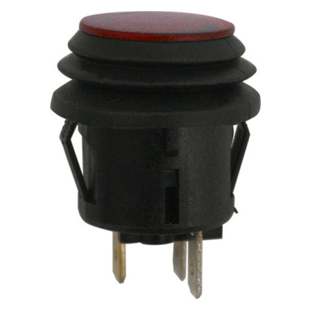WATERPROOF PUSH ON BUTTON SWITCH Ø 20 mm 12V - 1A / 3 PIN RED ILLUMINATED
