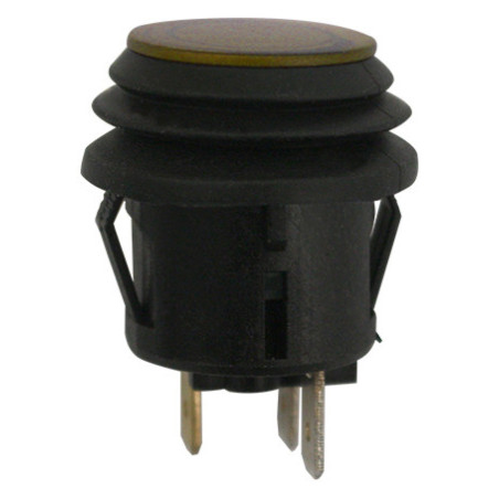 WATERDICHTE DRUKKNOPSCHAKELAAR  Ø 20 mm 12 V - 20 A / 3 GEEL VERLICHTE PENNEN