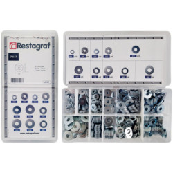 MINIKOFFER MET VERSCHILLENDE PLATTE SLUITRINGEN  Ø 4 → 8 mm
