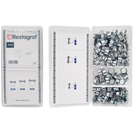 MINI-COFFRET D'ASSORTIMENT DE COLLIERS À VIS TANGENTE MINUSCULE Ø 8 → 14 mm L = 9 mm