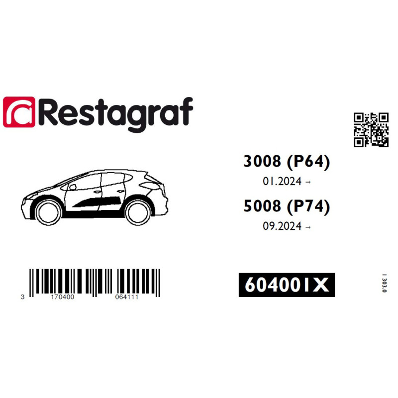 Bevestigingsset voor zijlijsten 3008 (P64) 01/24 → / 5008 (P74) 09/24 →