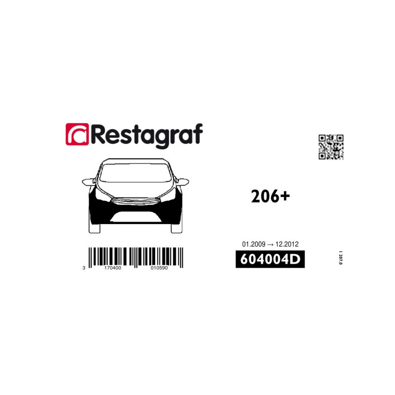 Bevestigingsset voor voorbumper 206+ Alle versies 01.2009 → 12.2012