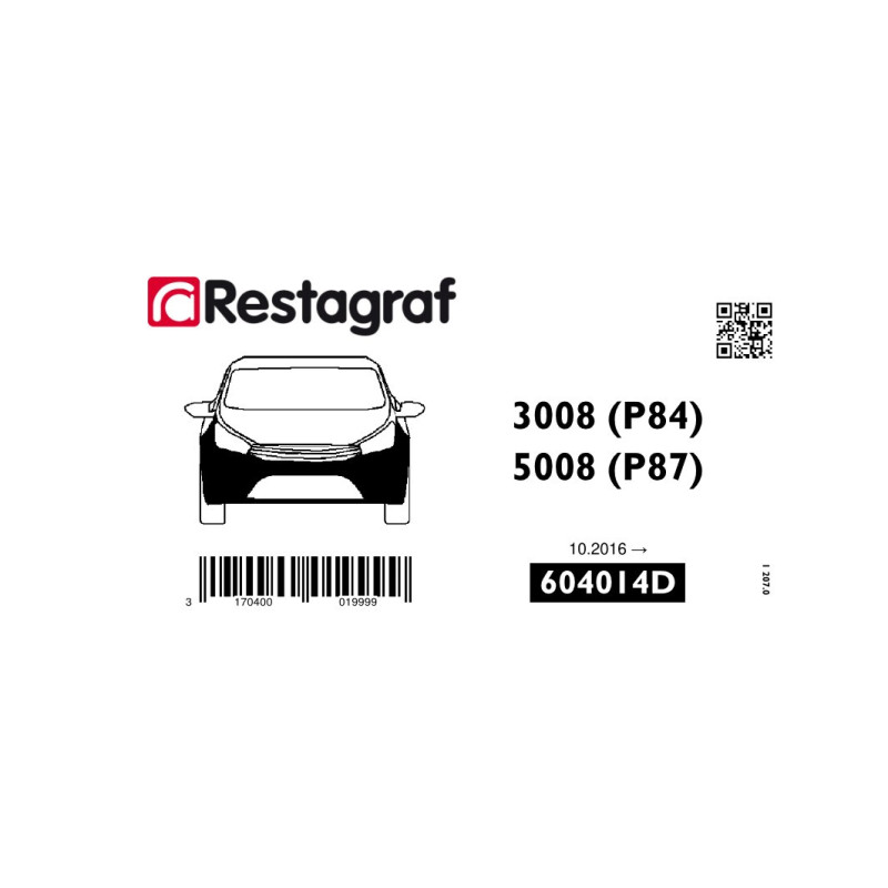Fasteners kit for front bumper 3008 / 5008 (P8) All versions 10.2016 →