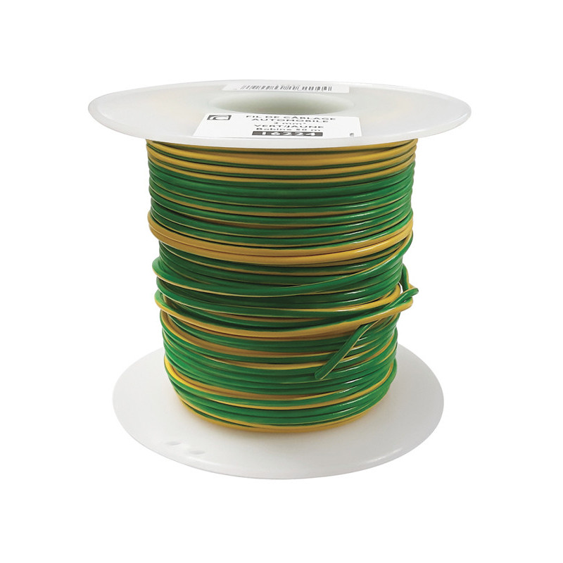 COIL OF 50 METERS ELECTRIC WIRE 2 mm² GREEN/YELLOW