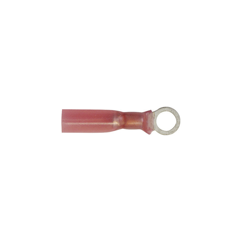 RODE, VOORGEÏSOLEERDE, RONDE KABELSCHOEN  Ø 5 mm (0,3 → 1,5 mm²)  WARMTEKRIMPBARE