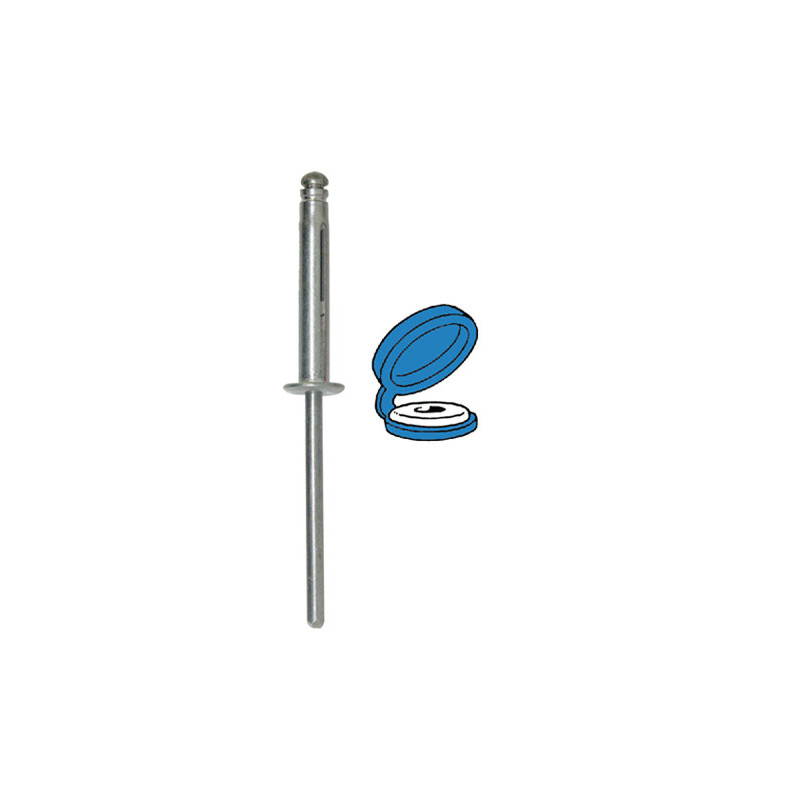 RIVET EXPANSÉ Ø 4 X 25 mm AVEC CHAPO® BLEU (NON ASSEMBLÉ) POUR PLAQUE D'IMMATRICULATION