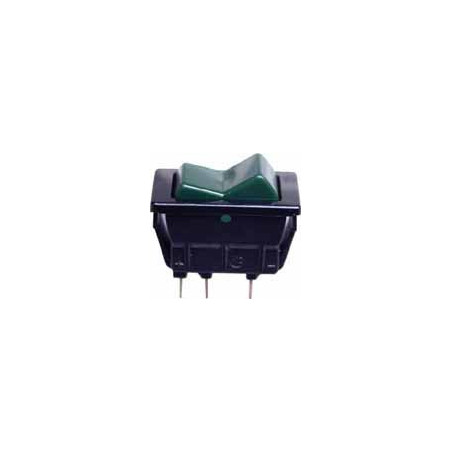 WIPSCHAKELAAR  18,3 X 36,3 mm 12V - 12A (3 PENNEN MET GROENE DIODE)