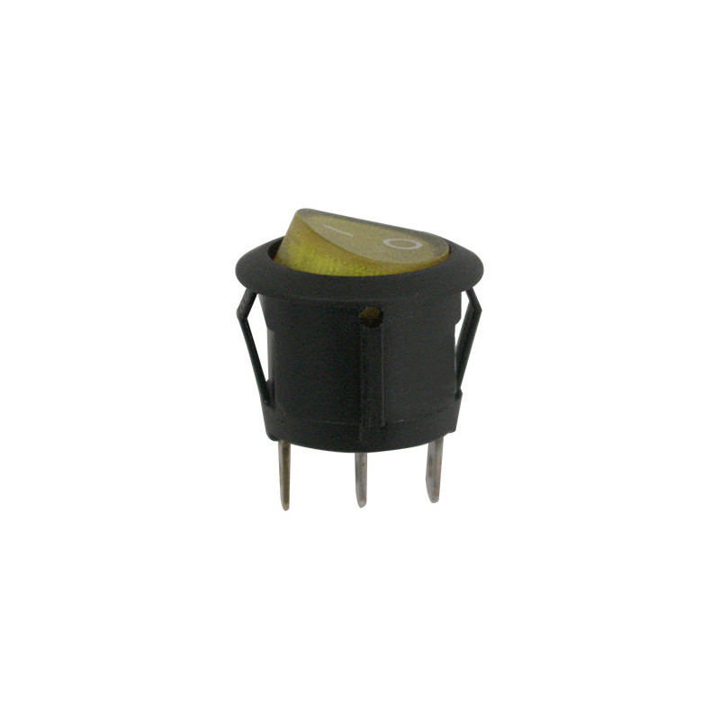 INTERRUPTEUR À BASCULE Ø 20 mm12 V - 15A / 3 BROCHES LUMINEUX JAUNE