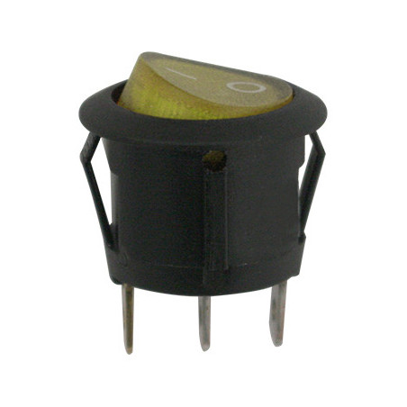 WIPSCHAKELAAR  Ø 20 mm 2 V - 15 A / 3 GEEL VERLICHTE PENNEN