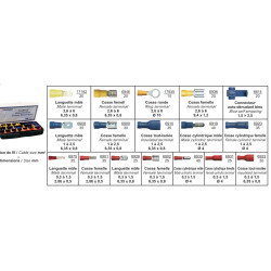 COFFRET D'ASSORTIMENT DE COSSES À SERTIR 0,3 → 6 mm² PRÉ-ISOLÉES ROUGE-BLEUE-JAUNE